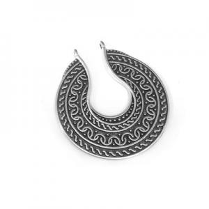 Round ethnic pendant with 2 rings 35x36mm